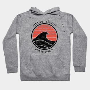 Amity Island - Long Island, NY Shark Fin Wave Hoodie